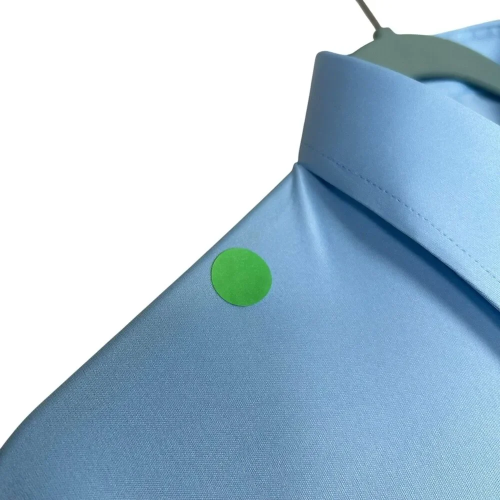 Collars & Co Polo Shirt Mens Medium Sky Blue Dress Collar Point Preppy Stretch